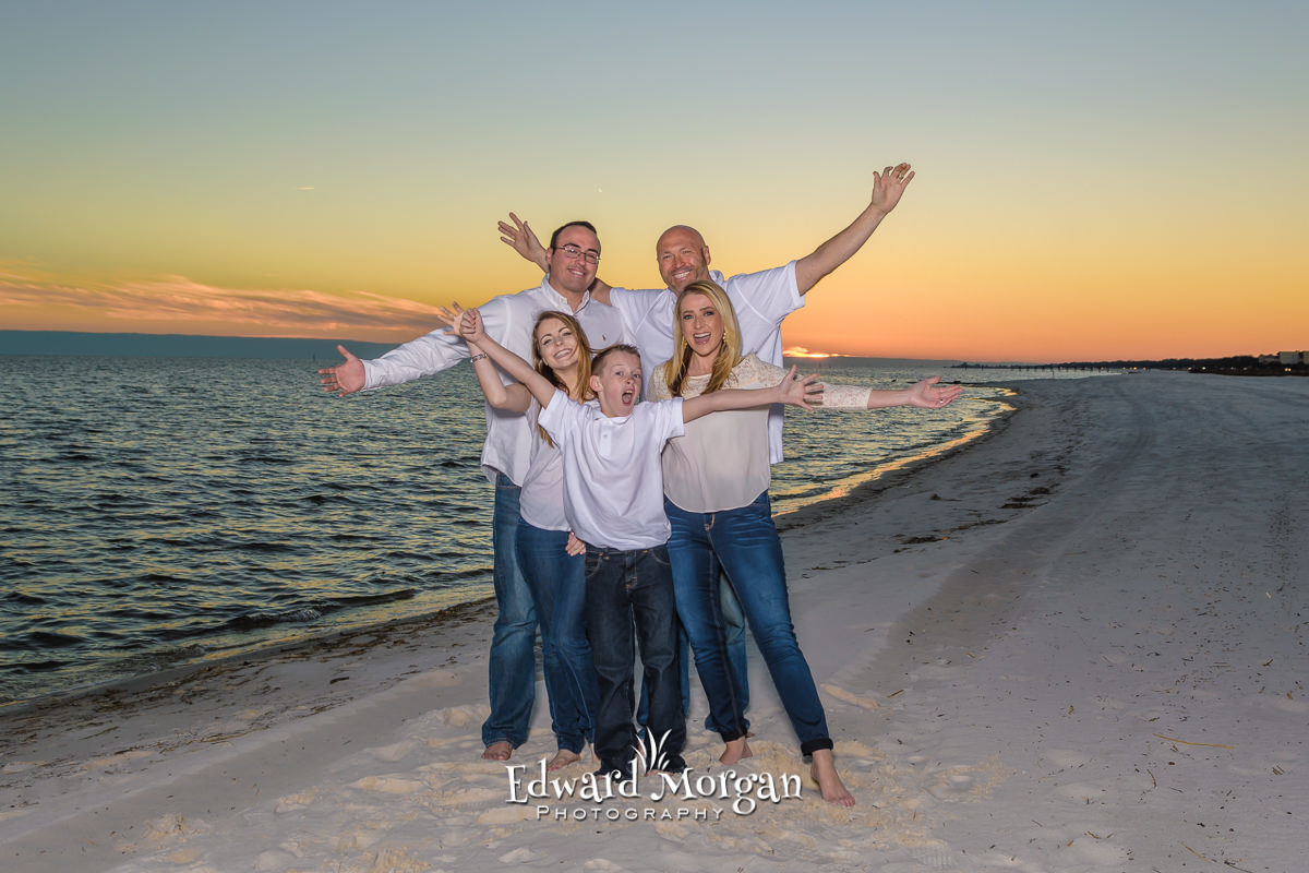 Fort Morgan family beach portraits sunset