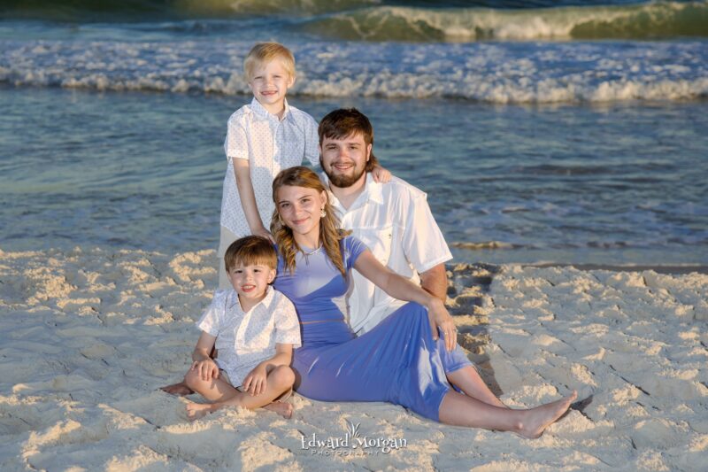 Family of Four Gulf Shores Beach Portrait 